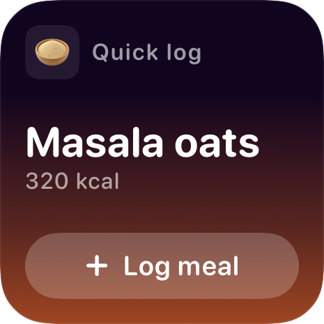 Quick log widget: a favourite meal, logged in one tap.